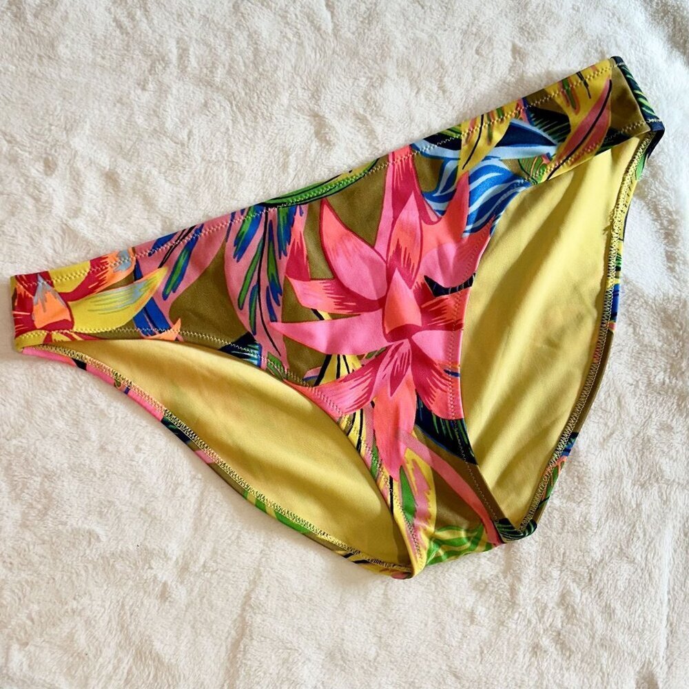 NWT Aerie Bright Heirloom Floral Tropical Print Bikini Bottoms - Size: Large